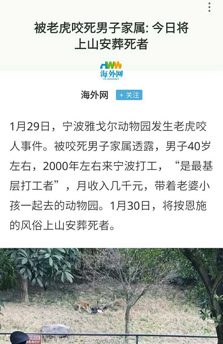 宁波老虎咬人事件最新进展更新